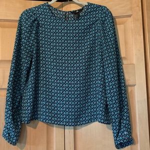 H&M Blue geometric pattern blouse